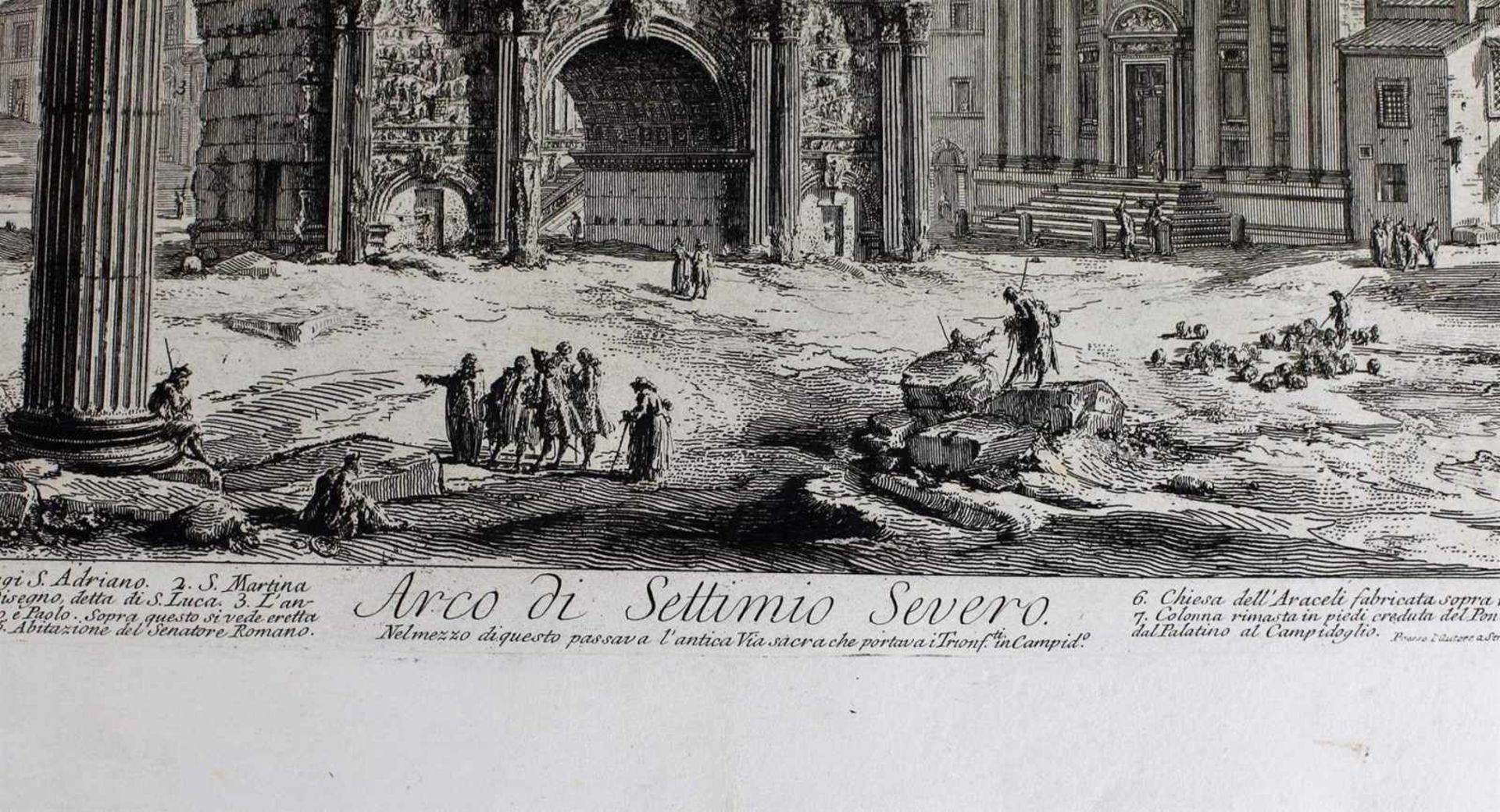 Piranesi, G.B. Arco di Settimio Severo, Roma. Mid XVIII century. Engraving on copper, Laid - Bild 2 aus 2