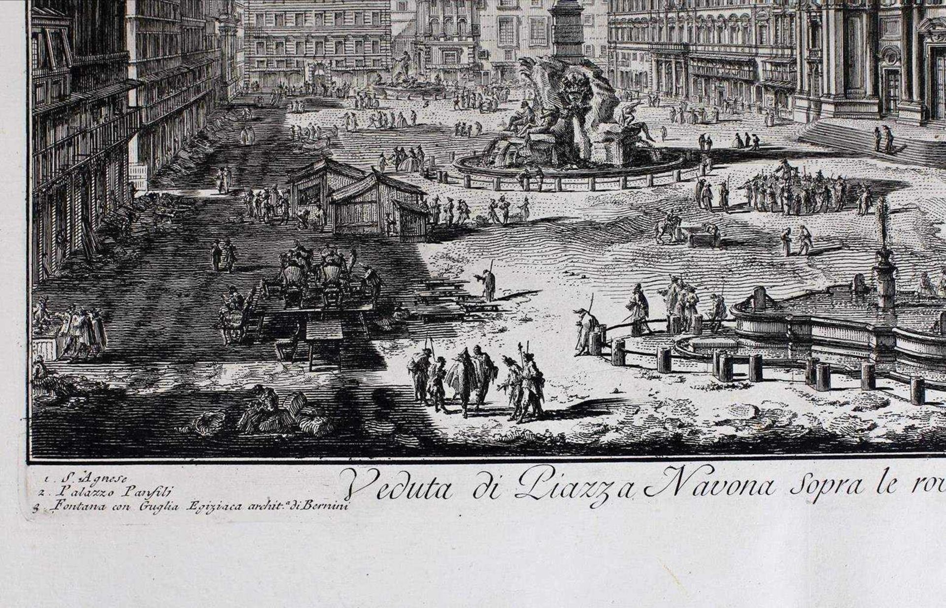 Piranesi, G.B. Veduta di Piazza Navona, Roma. Mid XVIII century. Engraving on copper, Laid - Bild 3 aus 3