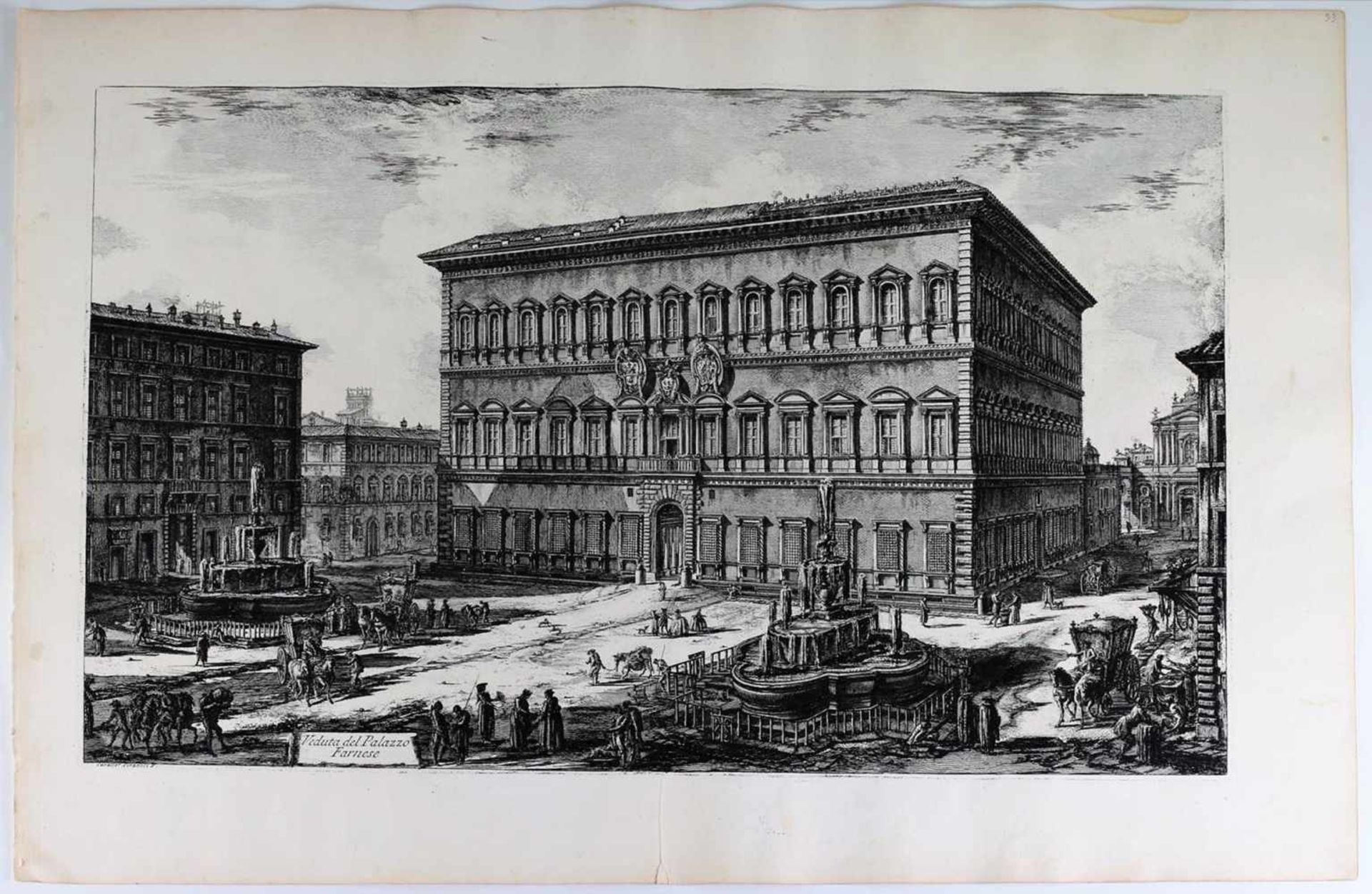 Piranesi, Veduta del Palazzo Farnese, Roma. Mid XVIII century. Engraving on copper, Laid paper. - 53