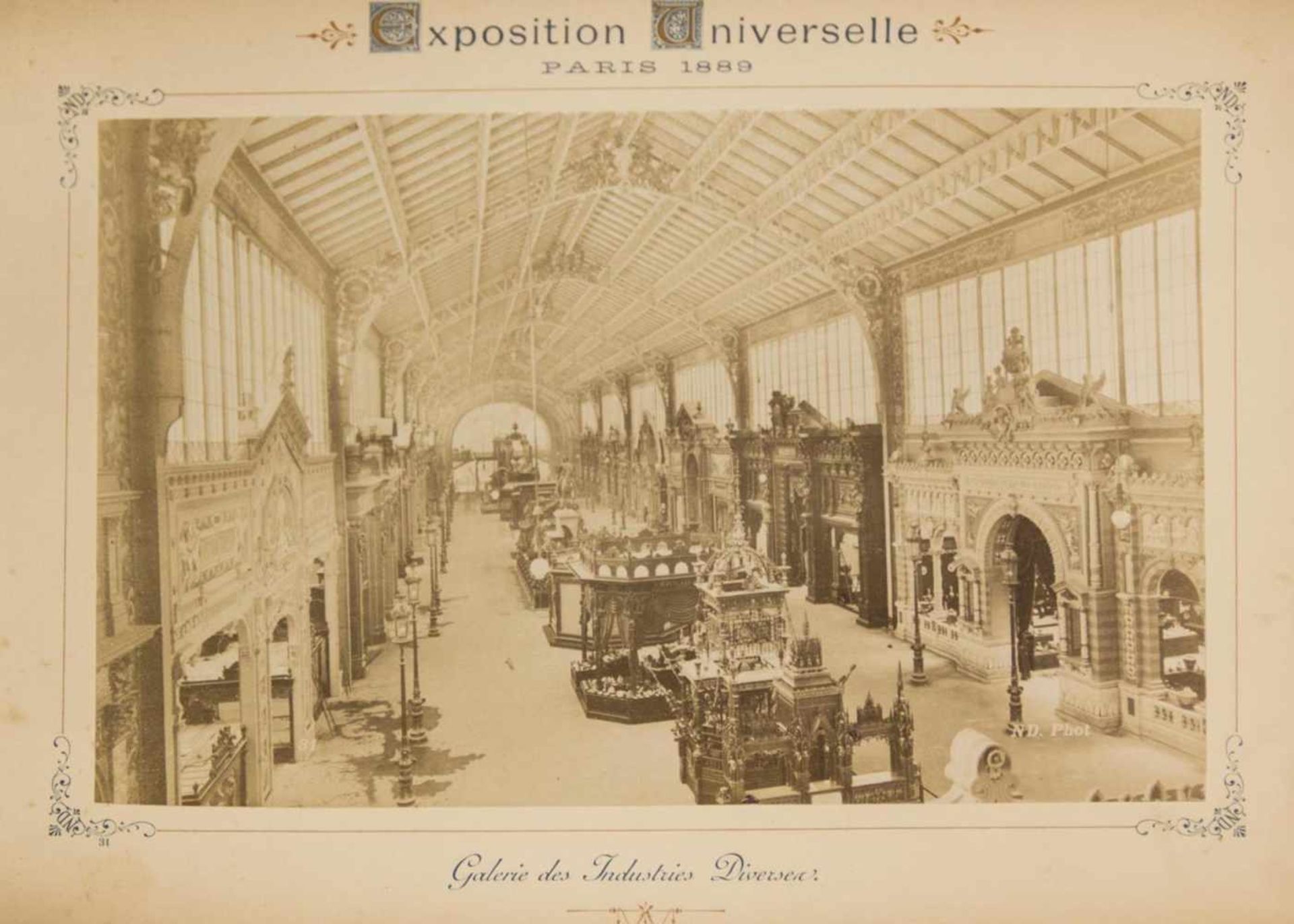 Exposition Universelle. 1889. Paris. 27x18,5 cm. France. In the composite cover with gold lettering. - Bild 5 aus 9