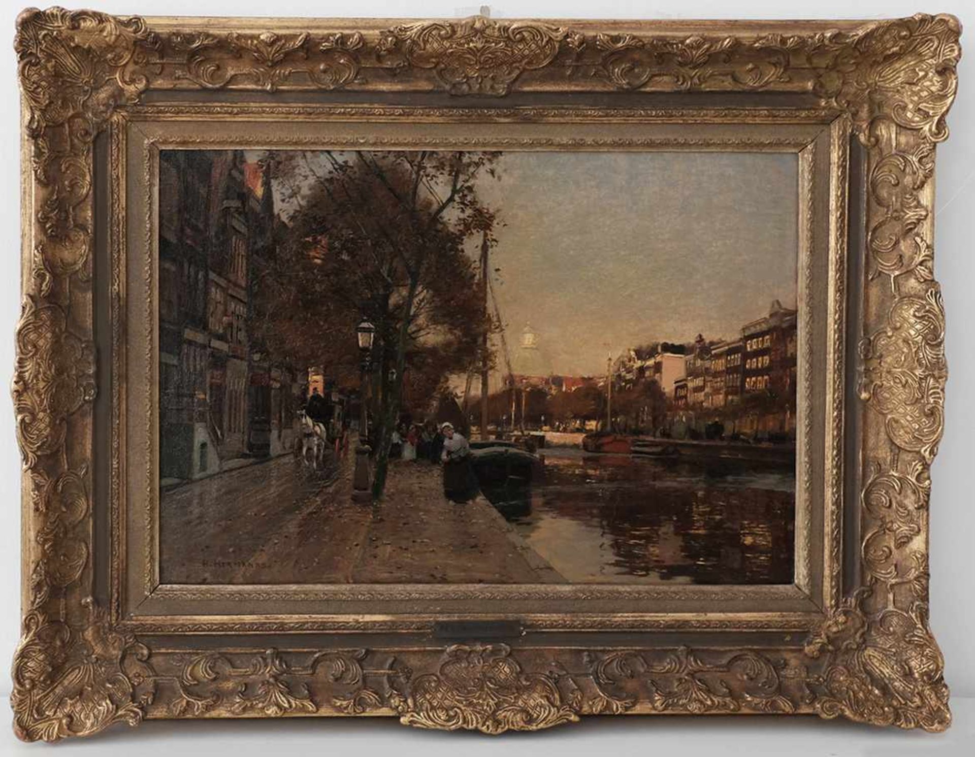 Hermanns, Henrich. Amsterdam. [Late of the XIX - beginning oh the XX century]. Oil on canvas. 44, - Bild 2 aus 2