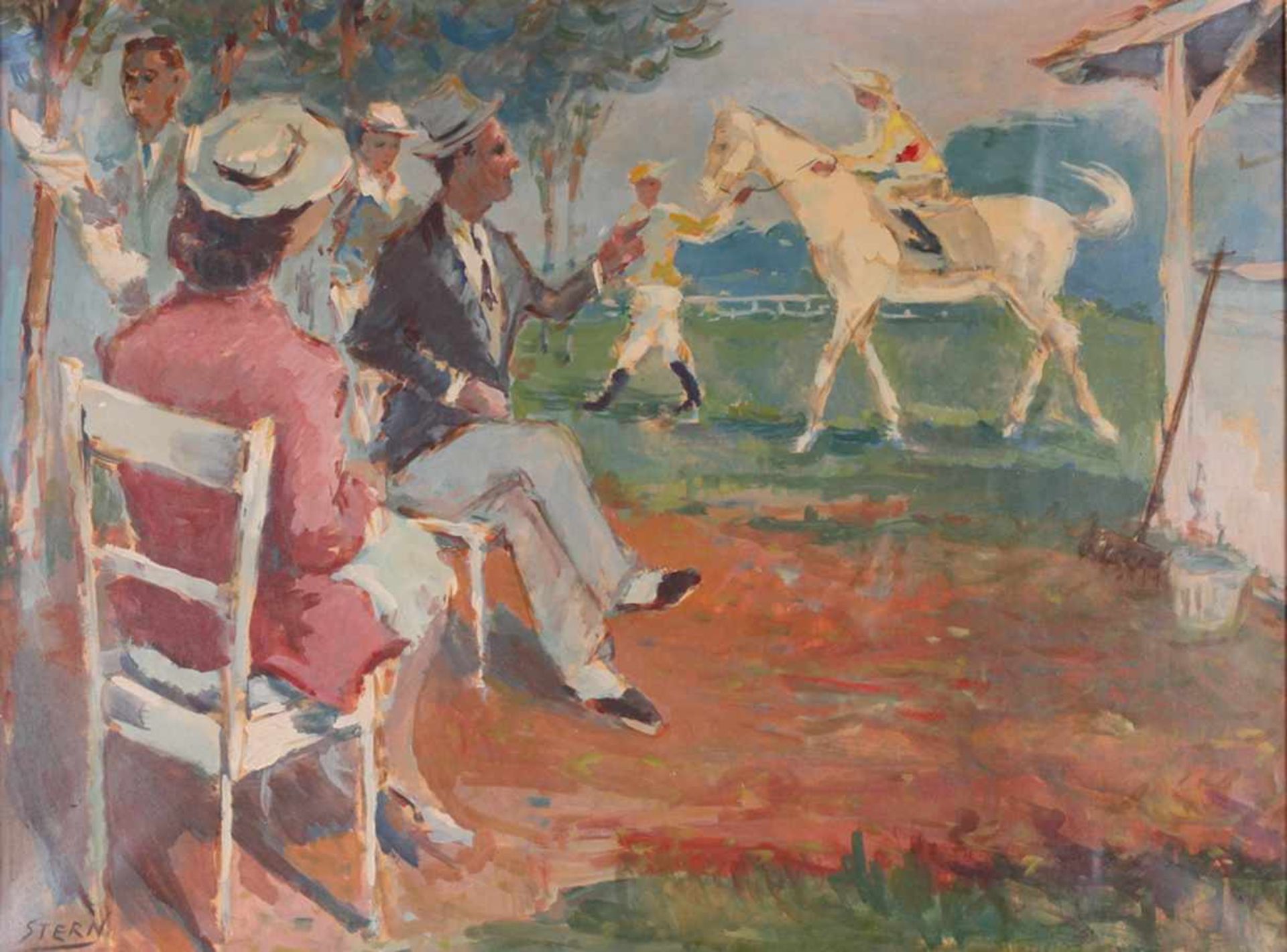 Stern, Ernst. Horse race. [Early XX century]. Oil on canvas. 46x61 cm.- - -15.00 % buyer's premium