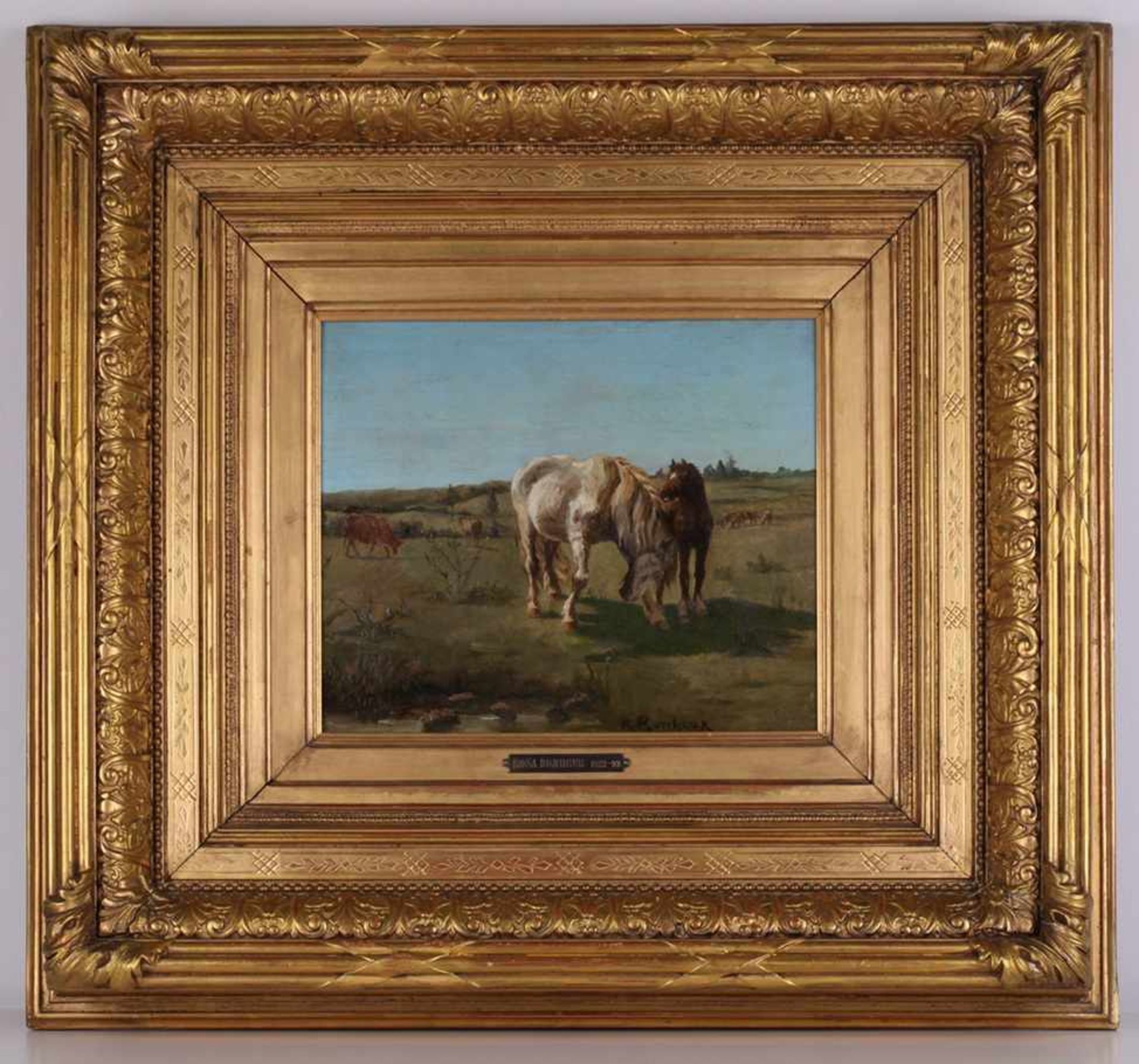 Bonheur, Rosa. Horses. [Second half of the XIX century]. Oil on wood. 21,8x28,5 cm.Signed and - Bild 2 aus 3