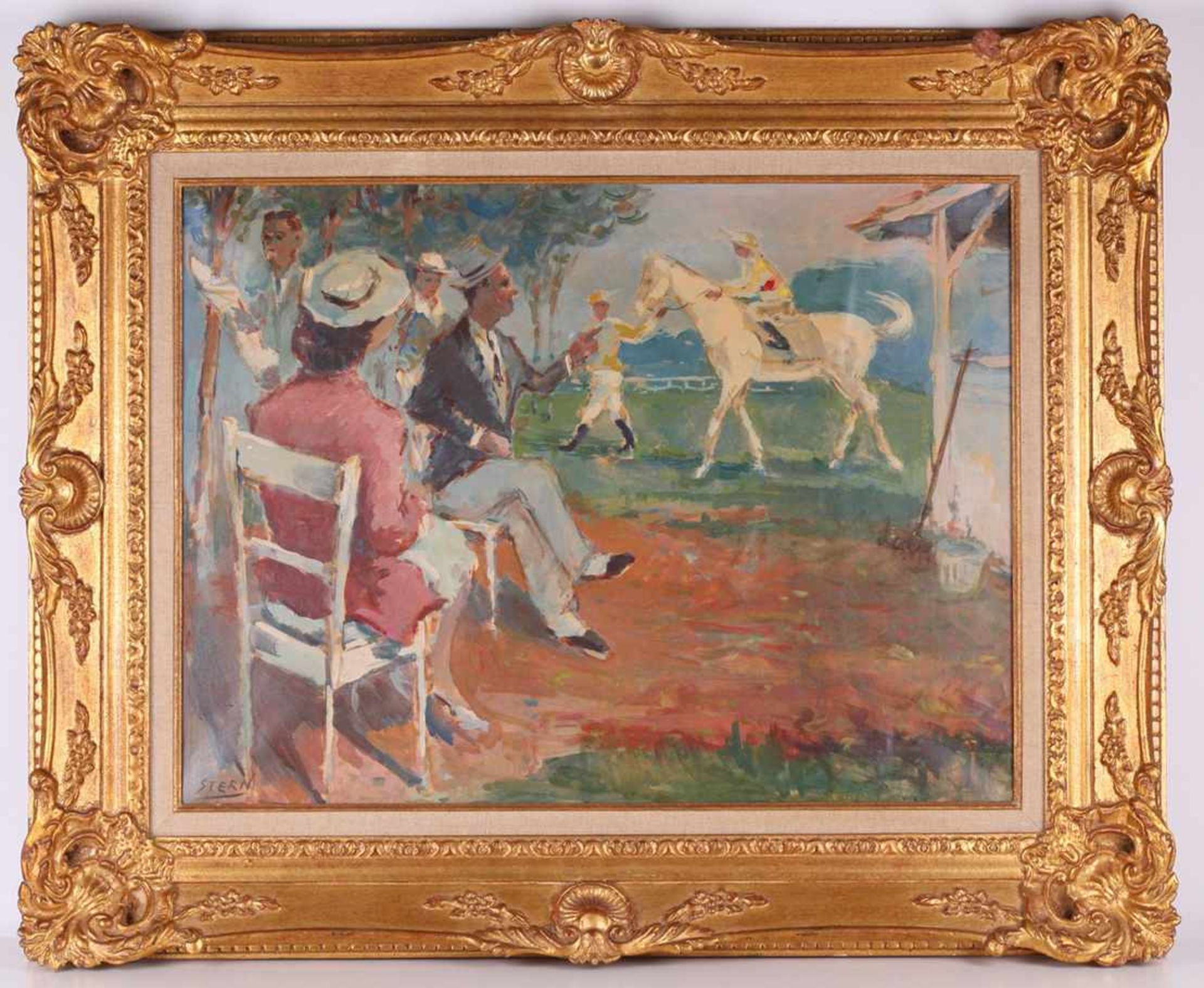 Stern, Ernst. Horse race. [Early XX century]. Oil on canvas. 46x61 cm.- - -15.00 % buyer's premium - Image 2 of 3