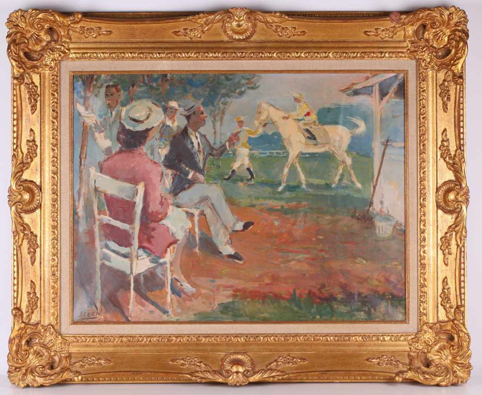 Stern, Ernst. Horse race. [Early XX century]. Oil on canvas. 46x61 cm.- - -15.00 % buyer's premium - Bild 2 aus 3