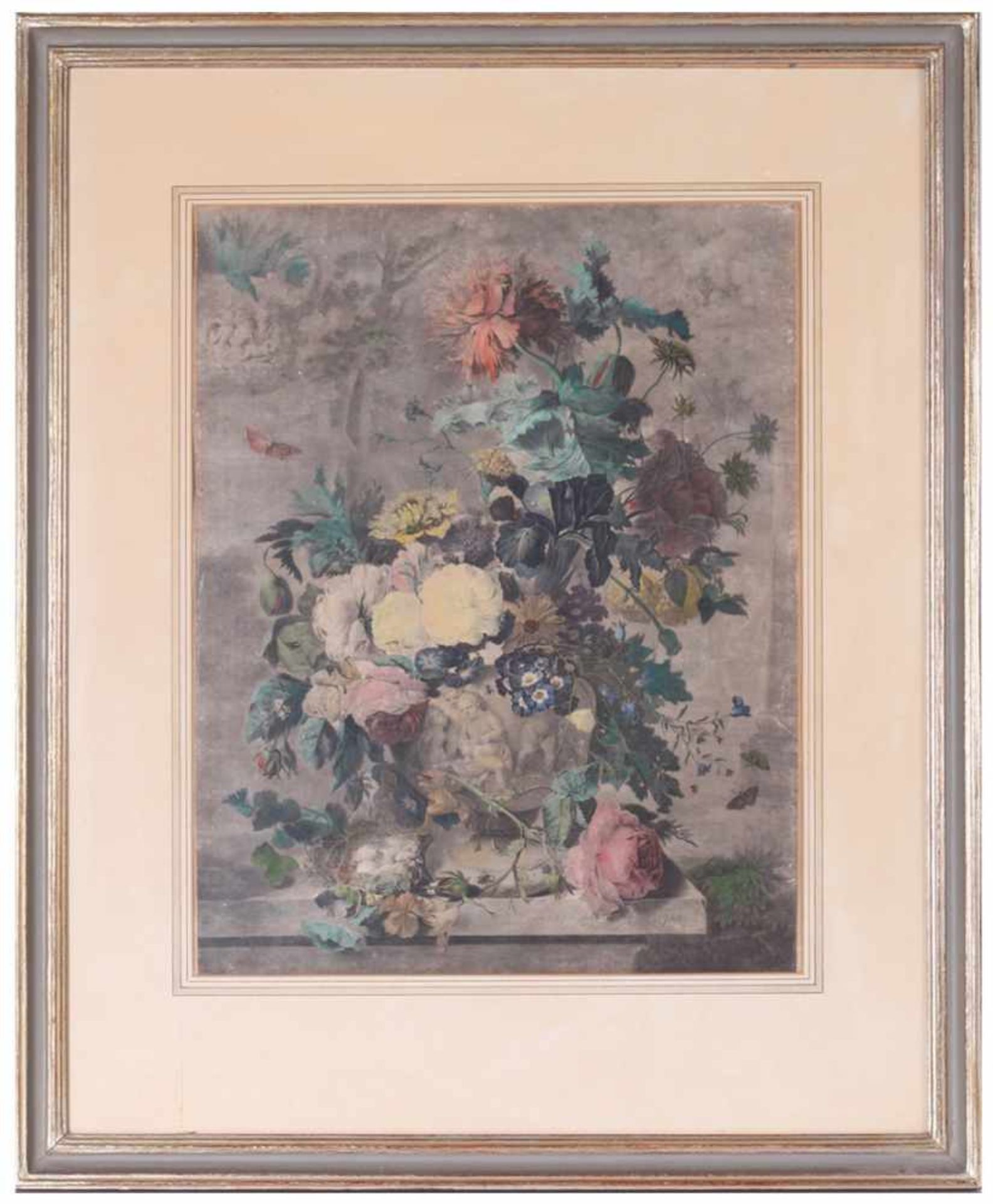 Jan van Huysum. Bouquet of flowers. 1722. Сopperplate. 50,5x40 cm.Framed.- - -15.00 % buyer's - Bild 2 aus 3