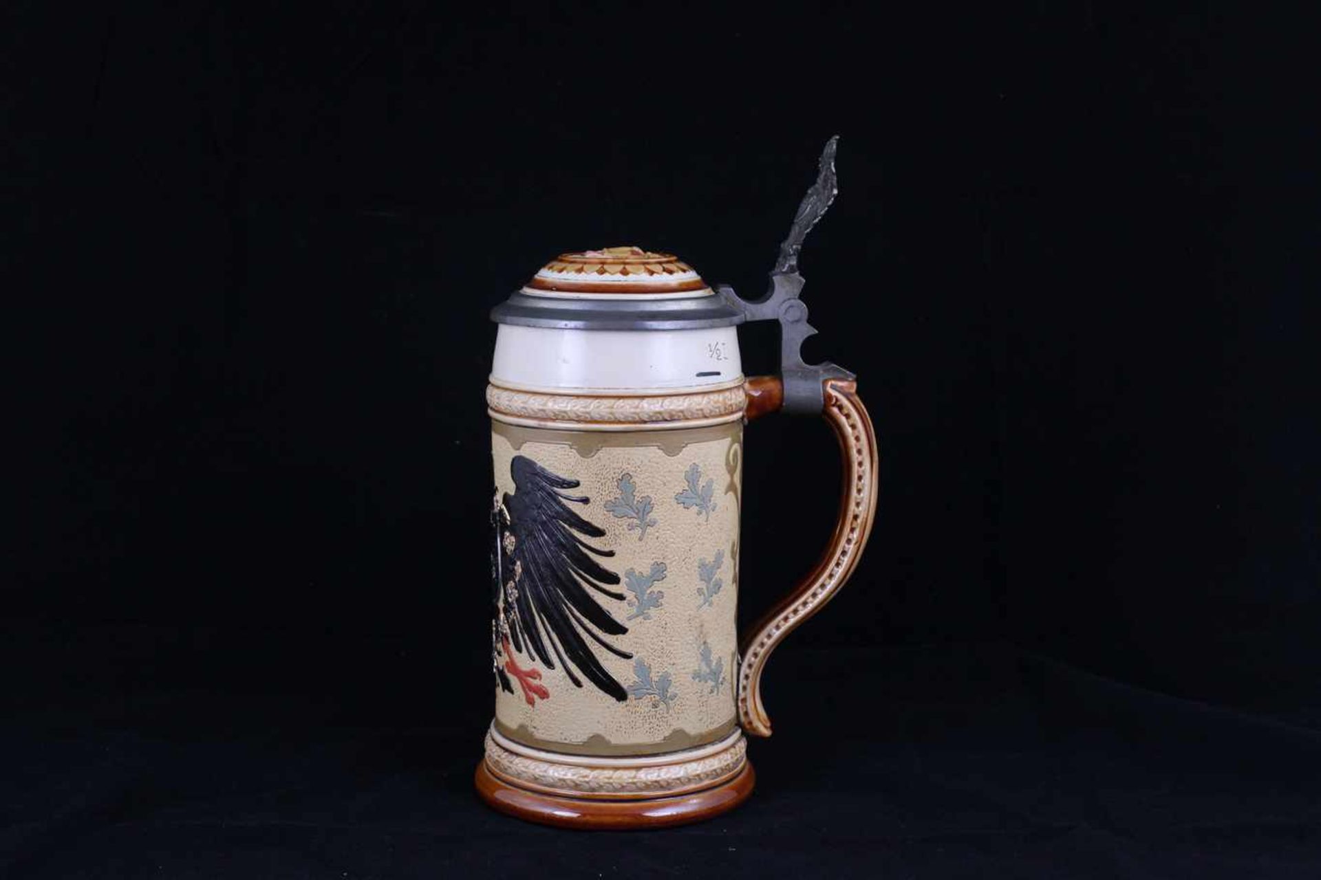 Beer stein with The Reichsadler (Imperial Eagle). [1900s]. Germany. Porcelain, modeling, - Bild 3 aus 4