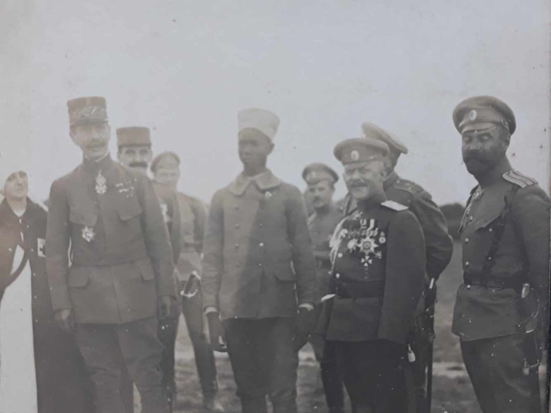 General officer Marushevsky and french military commanders. Russian Expeditionary Force in France.