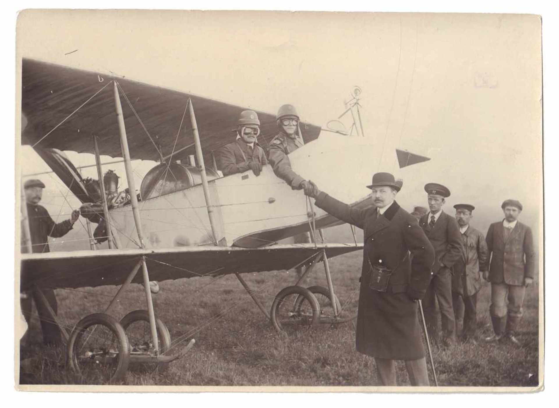 The first Russian aviators. Military aeroplanes on manoeuvres in Krasnoye Selo. 1913. Photograph.