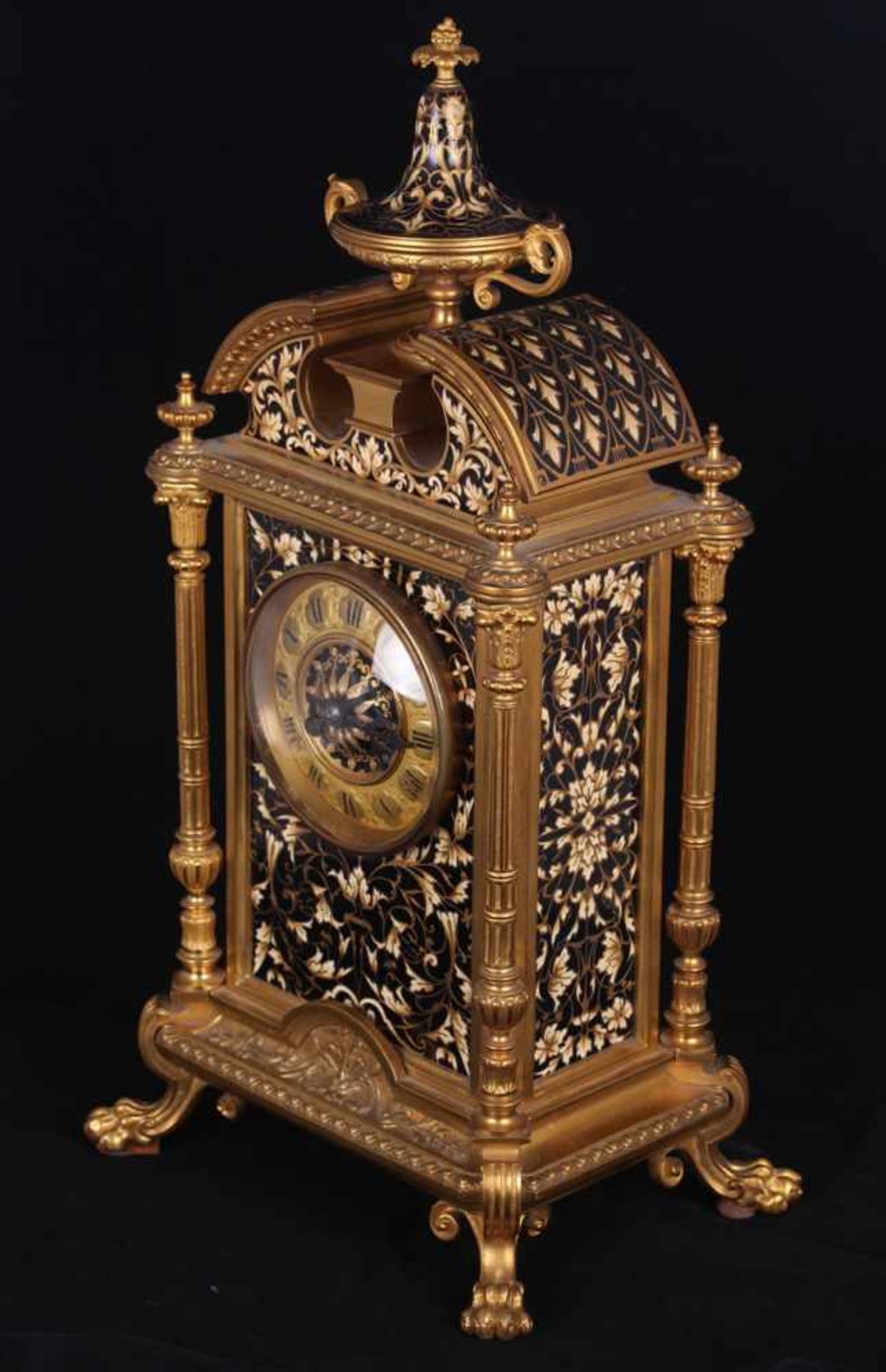 Magnificent bronze and Champleve enamel Clock set. [Second half of the XIX century]. Demension 47, - Bild 2 aus 6