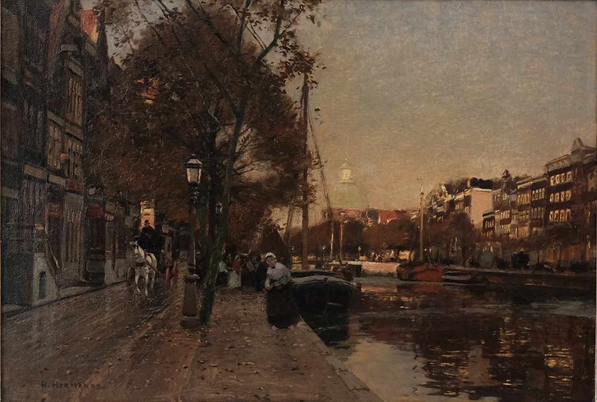 Hermanns, Henrich. Amsterdam. [Late of the XIX - beginning oh the XX century]. Oil on canvas. 44,