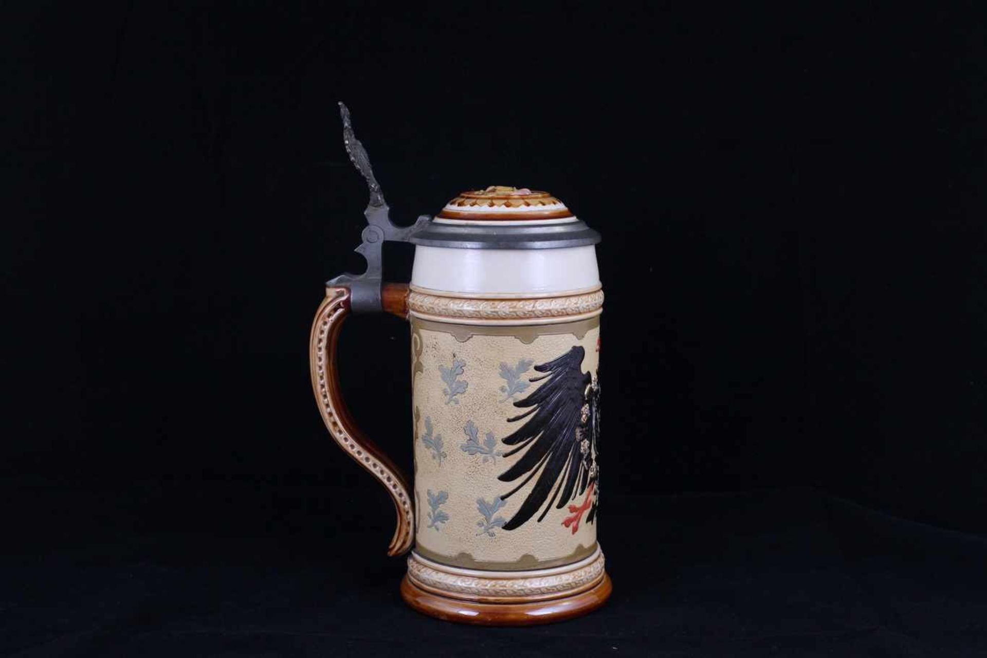 Beer stein with The Reichsadler (Imperial Eagle). [1900s]. Germany. Porcelain, modeling, - Bild 2 aus 4
