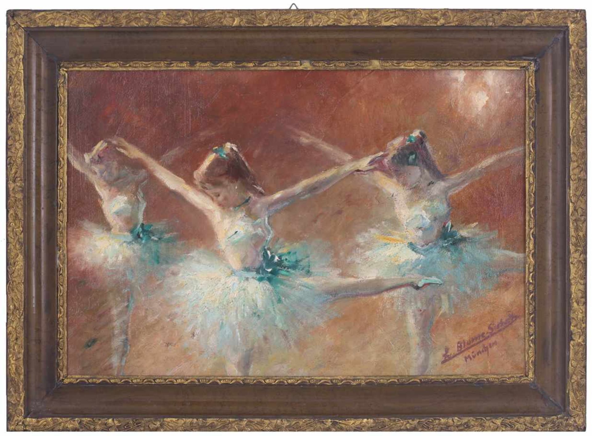 Blume-Siebert, Ludwig. Ballerinas. [Late of the XIX - beginning oh the XX century]. Oil on canvas. - Bild 2 aus 3