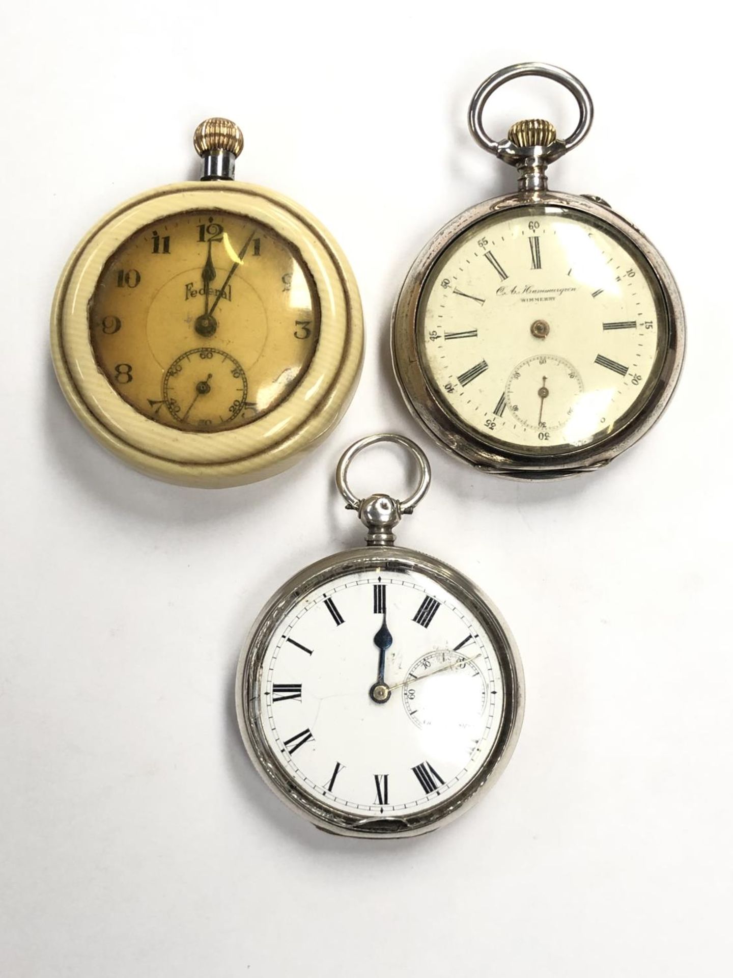 THREE VINTAGE POCKET WATCHES FOR SPARES OR REPAIRS