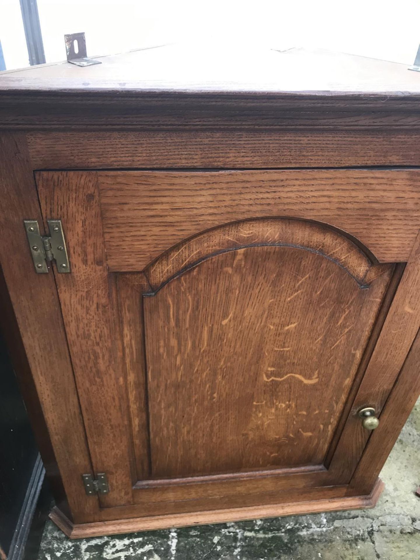 TWO MATCHING OAK FLAT FRONT CORNER CUPBOARDS - Image 2 of 2