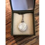 A LADIES BOXED THREE PENCE PENDANT NECKLACE