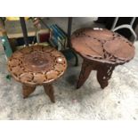 TWO CARVED WOODEN COFFEE TABLES