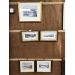 A GROUP OF FIVE ASSORTED FRAMED PRINTS