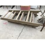 THREE SETS OF WOODEN TRESTLES (ALL CUT DOWN)