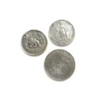 THREE ASSORTED COINS - 1922 HALF CROWN ETC