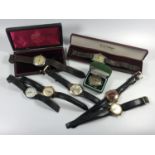 EIGHT ASSORTED GENTS VINTAGE WATCHES TO INCLUDE 1940'S SPORTS WATCHES ETC, SOME BOXED