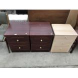 THREE BEDSIDE CHESTS OF DRAWERS