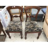 TWO MAHOGANY BALLOON BACK DINING CHAIRS