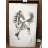 A 'XU BEIHONG' STYLE CHINESE PRINT OF A HORSE, SIGNED 44X28CM