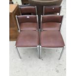 FOUR CHROME AND LEATHER DINING CHAIRS