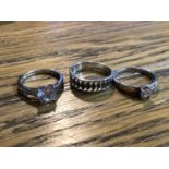 THREE ASSORTED LADIES SILVER RINGS