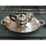 A 'VINERS' SILVER PLATED DRINKS TRAY AND TEA SET