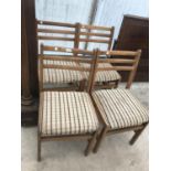 FOUR RETRO TEAK DINING CHAIRS