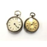 A BIRMINGHAM HALLMARKED SILVER LADIES POCKET WATCH AND FURTHER BASE METAL POCKET WATCH (2)