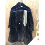 A VINTAGE LADIES FULL LENGTH FUR JACKET WITH STOLE (2)