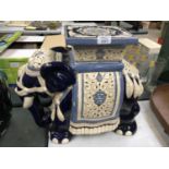 A LARGE DECORATIVE CERAMIC ELEPHANT GARDEN SEAT