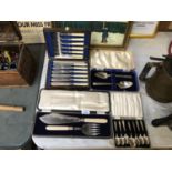 FOUR CASED 'EPNS' ITEMS, FISH SERVERS, TEASPOONS, CANTEEN ETC (4)