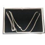 A LADIES BOXED SILVER NECKLACE AND BRACELET SET