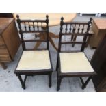 TWO EARLY 20TH CENTURY OAK BEDROOM CHAIRS