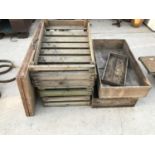 SEVEN VARIOUS VINTAGE POTATO BOXES, WOODEN BOXES ETC