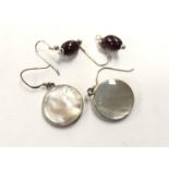 TWO PAIRS OF LADIES SILVER EARRINGS TO INCLUDE A CHERRY AMBER SET (2)