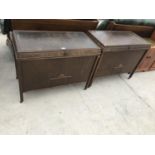 TWO OAK LINEN CHESTS