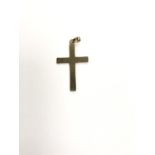 A LADIES PLAIN, STAMPED 14CT YELLOW GOLD CROSS PENDANT