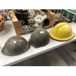 THREE ASSORTED HELMETS TO INCLUDE A W.W.I EXAMPLE