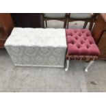 AN OTTOMAN AND AND BUTTON SEAT DRESSING STOOL