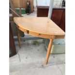 AN OAK CORNER TABLE (HOLE TO TOP)