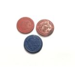 THREE VINTAGE MANCHESTER CORPORATION TRAM TOKENS