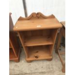 A SMALL PINE TWO TIER BOOKCASE