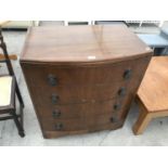 A MAHOGANY CHEST OF FOUR DRAWERS