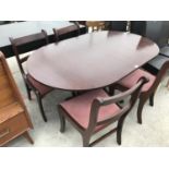 A MAHOGANY DINING TABLE WITH FOUR CHAIRS