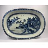 A 19TH CENTURY CHINESE BLUE AND WHITE MEAT PLATE / DISH, WIDTH 29CM